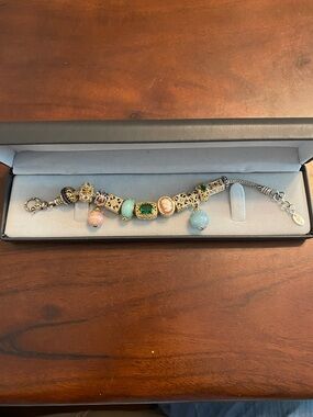 Sterling and 14k accents with Genuine Gems Charm Bracelet